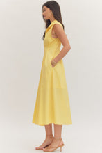 Load image into Gallery viewer, NEWEST ARRIVAL Butter Yellow or Red Zipper Front Midi Dress
