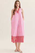 Load image into Gallery viewer, NEWEST ARRIVAL Pink/Red Striped Midi Dress
