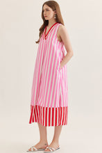 Load image into Gallery viewer, NEWEST ARRIVAL Pink/Red Striped Midi Dress
