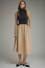 Load image into Gallery viewer, NEWEST ARRIVAL Black/Tan Sleeveless Mock Neck Midi Dress
