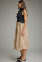 Load image into Gallery viewer, NEWEST ARRIVAL Black/Tan Sleeveless Mock Neck Midi Dress
