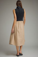 Load image into Gallery viewer, NEWEST ARRIVAL Black/Tan Sleeveless Mock Neck Midi Dress
