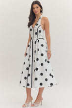 Load image into Gallery viewer, NEWEST ARRIVAL Black or Navy Polka Dot Halter Midi Dress
