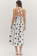 Load image into Gallery viewer, NEWEST ARRIVAL Black or Navy Polka Dot Halter Midi Dress
