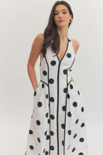 Load image into Gallery viewer, NEWEST ARRIVAL Black or Navy Polka Dot Halter Midi Dress
