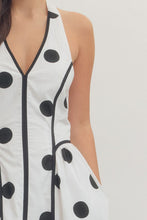 Load image into Gallery viewer, NEWEST ARRIVAL Black or Navy Polka Dot Halter Midi Dress
