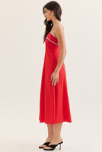 Load image into Gallery viewer, NEWEST ARRIVAL Red/Baby Blue Contrast Trim Midi Dress
