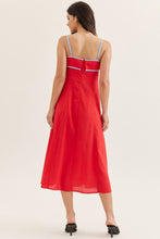 Load image into Gallery viewer, NEWEST ARRIVAL Red/Baby Blue Contrast Trim Midi Dress

