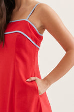 Load image into Gallery viewer, NEWEST ARRIVAL Red/Baby Blue Contrast Trim Midi Dress
