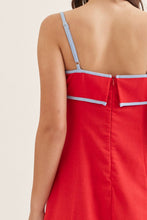 Load image into Gallery viewer, NEWEST ARRIVAL Red/Baby Blue Contrast Trim Midi Dress
