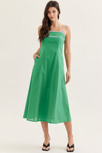Load image into Gallery viewer, NEWEST ARRIVAL Green/Blue Contrast Trim Midi Dress

