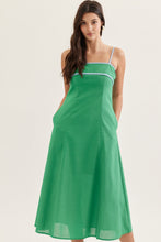 Load image into Gallery viewer, NEWEST ARRIVAL Green/Blue Contrast Trim Midi Dress
