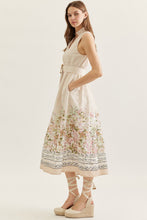 Load image into Gallery viewer, NEWEST ARRIVAL Tan/White Striped Palm By The Beach Midi Dress
