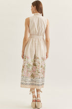 Load image into Gallery viewer, NEWEST ARRIVAL Tan/White Striped Palm By The Beach Midi Dress
