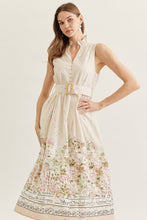 Load image into Gallery viewer, NEWEST ARRIVAL Tan/White Striped Palm By The Beach Midi Dress
