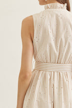 Load image into Gallery viewer, NEWEST ARRIVAL Tan/White Striped Palm By The Beach Midi Dress
