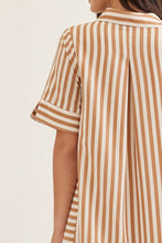Load image into Gallery viewer, NEWEST ARRIVAL Tan/Striped Button Down Shirt Dress
