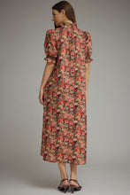 Load image into Gallery viewer, NEWEST ARRIVAL Brick Red Floral Ruffle Mock Neck Midi Dress

