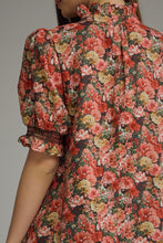 Load image into Gallery viewer, NEWEST ARRIVAL Brick Red Floral Ruffle Mock Neck Midi Dress
