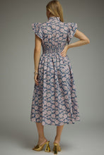 Load image into Gallery viewer, NEWEST ARRIVAL Navy Floral Zipper Front Midi Dress
