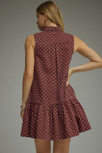 Load image into Gallery viewer, NEWEST ARRIVAL Dark Wine Polka Dot Button Down Denim Dress
