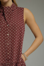 Load image into Gallery viewer, NEWEST ARRIVAL Dark Wine Polka Dot Button Down Denim Dress
