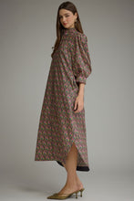Load image into Gallery viewer, NEWEST ARRIVAL Navy Floral Print Ruffle Mock Neck Midi Dress
