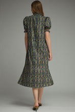 Load image into Gallery viewer, NEWEST ARRIVAL Navy Floral Ruffle Mock Neck Midi Dress
