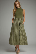 Load image into Gallery viewer, NEWEST ARRIVAL Olive Green/Off White Polka Dot Knit Contrast Midi Dress
