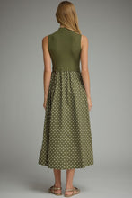 Load image into Gallery viewer, NEWEST ARRIVAL Olive Green/Off White Polka Dot Knit Contrast Midi Dress

