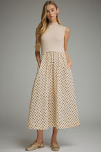 Load image into Gallery viewer, NEWEST ARRIVAL Cream/Black Polka Dot Knit Contrast Midi Dress
