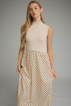 Load image into Gallery viewer, NEWEST ARRIVAL Cream/Black Polka Dot Knit Contrast Midi Dress
