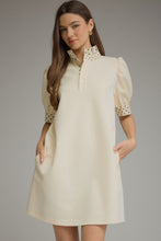 Load image into Gallery viewer, NEWEST ARRIVAL Cream/Brown Polka Dot Ruffle Collar Comfy Dress
