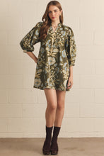 Load image into Gallery viewer, NEWEST ARRIVAL Olive/Blue Floral Print Shift Dress
