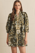 Load image into Gallery viewer, NEWEST ARRIVAL Olive/Blue Floral Print Shift Dress
