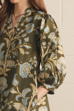 Load image into Gallery viewer, NEWEST ARRIVAL Olive/Blue Floral Print Shift Dress
