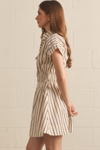 Load image into Gallery viewer, NEWEST ARRIVAL Brown Striped Button Down Collar Dress

