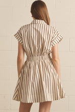 Load image into Gallery viewer, NEWEST ARRIVAL Brown Striped Button Down Collar Dress
