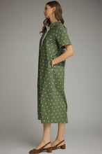 Load image into Gallery viewer, NEWEST ARRIVAL Olive Polka Dot Midi Shirt Button Down Dress
