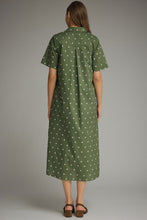 Load image into Gallery viewer, NEWEST ARRIVAL Olive Polka Dot Midi Shirt Button Down Dress
