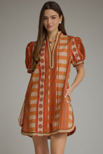 Load image into Gallery viewer, NEWEST ARRIVAL Cinnamon Orange Geometric Print Dress
