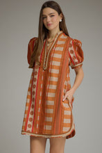 Load image into Gallery viewer, NEWEST ARRIVAL Cinnamon Orange Geometric Print Dress
