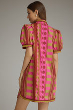 Load image into Gallery viewer, NEWEST ARRIVAL Plum Chartreuse Green Geometric Print Dress

