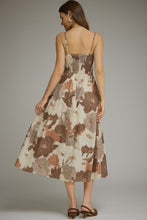 Load image into Gallery viewer, NEWEST ARRIVAL Mocha Brown Floral Pleated Midi Dress
