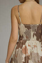 Load image into Gallery viewer, NEWEST ARRIVAL Mocha Brown Floral Pleated Midi Dress
