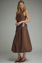 Load image into Gallery viewer, NEWEST ARRIVAL Brown Scarf Tie Midi Dress
