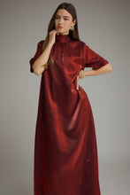 Load image into Gallery viewer, NEWEST ARRIVAL Burgundy Satin Shimmer Tie Back Maxi Dress
