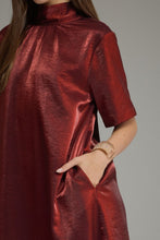 Load image into Gallery viewer, NEWEST ARRIVAL Burgundy Satin Shimmer Tie Back Maxi Dress
