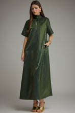 Load image into Gallery viewer, NEWEST ARRIVAL Pine Green Satin Tie Back Midi Dress
