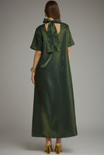 Load image into Gallery viewer, NEWEST ARRIVAL Pine Green Satin Tie Back Midi Dress
